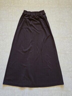 Shukr Clothing A-Line Brown Cotton Maxi Skirt w/Elastic Waist & Pockets Size M